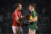 18 March 2015; Brian O'Driscoll, Cork, and Conor Keane, Kerry, exchange a handshake after the game. EirGrid Munster U21 Football Championship, Semi-Final, Kerry v Cork, Páirc Uí Rinn, Cork. Picture credit: Diarmuid Greene / SPORTSFILE