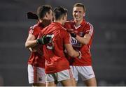 18 March 2015; Cork players, from left to right, Tomas O'Rourke, Jamie Davis and Sean White celebrate after defeating Kerry. EirGrid Munster U21 Football Championship, Semi-Final, Kerry v Cork, Páirc Uí Rinn, Cork. Picture credit: Diarmuid Greene / SPORTSFILE