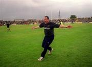 28 May 2000; Antrim manager Brian White celebrates following the Bank of Ireland Ulster Senior Football Championship Quarter-Final match between Antrim and Down at Casement Park in Belfast, Antrim. Photo by David Maher/Sportsfile