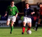 30 May 2000; Barry Ferguson of Scotland in action against Mark Kennedy of Republic of Ireland during the International Friendly match between Republic of Ireland and Scotland at Lansdowne Road in Dublin. Photo by Aoife Rice/Sportsfile