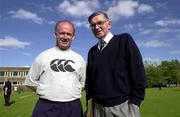 25 May 2000; Munster coach Declan Kidney, left, and rugby commentator Bill McLaren before a training session at the Imperail Sports Grounds, Simpson Lane in London, England. Photo by Matt Browne/Sportsfile