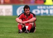 27 May 2000; A dejected Anthony Foley of Munster following the Heineken Cup Final between Munster and Northampton Saints at Twickenham Stadium in London, England. Photo by Brendan Moran/Sportsfile