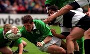 28 May 2000; Ireland's Guy Easterby scores his side's opening try during the Rugby International match between Ireland XV and Barbarians at Lansdowne Road in Dublin. Photo by Matt Browne/Sportsfile