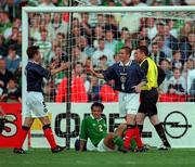 30 May 2000; Scotland's Barry Ferguson is congratulated on scoring his side's second goal by team-mate Neil McCann, left, during the International Friendly match between Republic of Ireland and Scotland at Lansdowne Road in Dublin. Photo by David Maher/Sportsfile