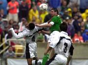 4 June 2000; Niall Quinn of Republic of Ireland in action against Giberto Jimenez of Mexico during the US Nike Cup match between Republic of Ireland and Mexico at Soldier Field in Chicago, Illinois, USA. Photo by David Maher/Sportsfile