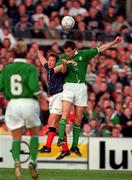 30 May 2000; Gary Breen of Republic of Ireland in action against Billy Dodds of Scotland during the International Friendly match between Republic of Ireland and Scotland at Lansdowne Road in Dublin. Photo by David Maher/Sportsfile