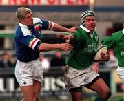 3 March 2000; Andy Ward of Ireland in action against Ezio Galon of Italy during the A Rugby Internatinal match between Ireland A and France A at Donnybrook in Dublin. Photo by Matt Browne/Sportsfile