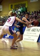 30 January 2000; Ann Marie Kyne of Meteors in action against Cathriona White of Avonmore Wildcats during the Senior Women's Sprite Cup Final between Avonmore Wildcats and Meteors at the National Basketball Arena in Tallaght, Dublin. Photo by Brendan Moran/Sportsfile