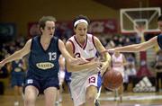 30 January 2000; Carmel Kissane of Avonmore Wildcats in action against Caatherine O'Sullivan of Meteors during the Senior Women's Sprite Cup Final between Avonmore Wildcats and Meteors at the National Basketball Arena in Tallaght, Dublin. Photo by Brendan Moran/Sportsfile