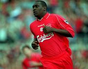 21 May 2000; Emile Heskey of Liverpool during the Steve Staunton and Tony Cascarino Testimonial match between Republic of Ireland and Liverpool at Lansdowne Road in Dublin. Photo by Damien Eagers/Sportsfile