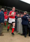 15 April 2000; Munster captain Mick Galwey leads his team onto the pitch for the Heineken Cup Quarter-Final match between Munster and Stade Francais at Thomond Park in Limerick. Photo by Brendan Moran/Sportsfile