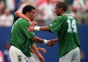 18 June 1994; Phil Babb of Republic of Ireland with Paul McGrath, left, during the FIFA World Cup 1994 Group E match between Republic of Ireland and Italy at Giants Stadium in New Jersey, USA. Photo by Ray McManus/Sportsfile