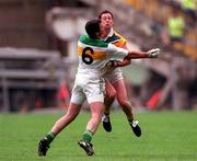 4 June 2000; Ronan Fitzsimons of Meath is blocked by Sean Grennan of Offaly during the Bank of Ireland Leinster Senior Football Championship Quarter-Final match between Offaly and Meath at Croke Park in Dublin. Photo by Damien Eagers/Sportsfile