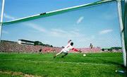 18 June 2000; Kerry's Dara Ó Cinnéide scores his side's first goal, from a penalty, past Cork goalkeeper Kevin O'Dwyer during the Bank of Ireland Munster Senior Football Championship Semi-Final match between Kerry and Cork at Fitzgerald Stadium in Killarney, Kerry. Photo by Damien Eagers/Sportsfile
