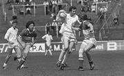 29 June 1980; Action featuring Kildare in action against Mick Wright, left, and Tomas Connor of Offaly during the Leinster Senior Football Championship Semi-Final match between Offaly and Kildare at Croke Park in Dublin. Photo by Sportsfile