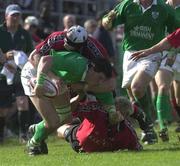 17 June 2000; Shane Horgan of Ireland is tackled by Philip Murphy and Winston Stanley of Canada during the Rugby International match between Canada and Ireland at Fletcher's Fields in Markham, Ontario, Canada. Photo by Matt Browne/Sportsfile