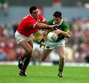18 June 2000; Enda Galvin of Kerry in action against Martin Cronin of Cork during the Bank of Ireland Munster Senior Football Championship Semi-Final match between Kerry and Cork at Fitzgerald Stadium in Killarney, Kerry. Photo by Brendan Moran/Sportsfile