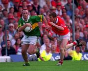 18 June 2000; John Crowley of Kerry in action against Donagh Wiseman of Cork during the Bank of Ireland Munster Senior Football Championship Semi-Final match between Kerry and Cork at Fitzgerald Stadium in Killarney, Kerry. Photo by Brendan Moran/Sportsfile