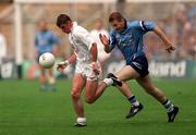 30 July 2000; Anthony Rainbow of Kildare in action against Dessie Farrell of Dublin during the Bank of Ireland Leinster Senior Football Championship Final between Dublin and Kildare at Croke Park in Dublin. Photo by Damien Eagers/Sportsfile