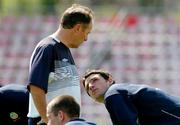27 April 2004; Jonathan Douglas with manager Brian Kerr during a Republic of Ireland training session at WKS Zawisza Stadium in Bydgoszcz, Poland. Photo by David Maher/Sportsfile