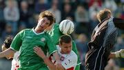 27 April 2004; John Fitzgerald of Republic of Ireland in action against Radoslaw Cierzniak and Dawid Kucharski of Poland during the U21 International Friendly match between Poland and Republic of Ireland at GKS Olimpa in Grudziadz, Poland. Photo by David Maher/Sportsfile