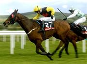 27 April 2004; Supreme Being, with Joey Elliott up, races clear of Strike Back, with Adrian Leigh up, on the way to winning the Murphy International Handicap Hurdle at Punchestown Racecourse in Kildare. Photo by Damien Eagers/Sportsfile