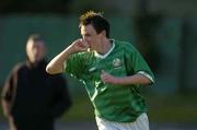27 April 2004; Keith Treacy of Republic of Ireland celebrates after scoring his side's first goal during the U16 International Friendly match between Republic of Ireland and Netherlands at Home Farm FC in Whitehall, Dublin. Photo by Pat Murphy/Sportsfile