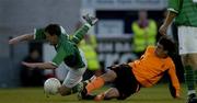 27 April 2004; Tim Purcell of Republic of Ireland in action against Netherland's Omer Ozcelik during the U16 International Friendly match between Republic of Ireland and Netherlands at Home Farm FC in Whitehall, Dublin. Photo by Pat Murphy/Sportsfile