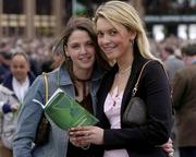 28 April 2004; Sarah Clarke from Dublin, left, and Helen O'Shea from Wicklow during day two of the Punchestown Racing Festival at Punchestown Racecourse in Kildare. Photo by Matt Browne/Sportsfile