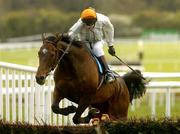28 April 2004; Hurry Bob, with Mark Watts up, jumps the last on their way to winning the JF Dunne Handicap Hurdle at Punchestown Racecourse in Kildare. Photo by Matt Browne/Sportsfile
