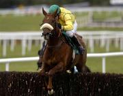 28 April 2004; Beef or Salmon, with Timmy Murphy up, jump the last on the way to winning the Heineken Gold Cup at Punchestown Racecourse in Kildare. Photo by Matt Browne/Sportsfile