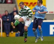 30 April 2004; Keith O'Halloran of Shamrock Rovers in action against Gary O'Neill of Dublin City during the Eircom League Premier Division match between Shamrock Rovers and Dublin City at Richmond Park in Dublin. Photo by Brian Lawless/Sportsfile