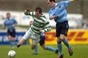 30 April 2004; Mark O'Brien of Shamrock Rovers in action against Barry Burke of Dublin City during the Eircom League Premier Division match between Shamrock Rovers and Dublin City at Richmond Park in Dublin. Photo by Brian Lawless/Sportsfile