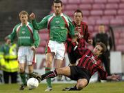 30 April 2004; George O'Callaghan of Cork City in action against Kevin Hunt of Bohemians during the Eircom League Premier Division match between Bohemians and Cork City at Dalymount Park in Dublin. Photo by Damien Eagers/Sportsfile