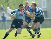 1 May 2004; Ajay Derwin of Belfast Harlequins is tackled by Andrew Thompson of Shannon during the AIB All-Ireland League Division 1 Semi-Final match between Shannon and Belfast Harlequins at Thomond Park in Limerick. Photo by Sportsfile