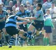 1 May 2004; Ajay Derwin of Belfast Harlequins in action against John Lacey of Shannon during the AIB All-Ireland League Division 1 Semi-Final match between Shannon and Belfast Harlequins at Thomond Park in Limerick. Photo by Sportsfile