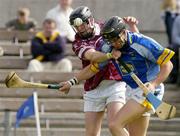 2 May 2004; Daniel Carty of Westmeath in action against Michael O'Neill of Wicklow during the Guinness Leinster Senior Hurling Championship Preliminary Round match between Westmeath and Wicklow at Cusack Park in Mullingar, Westmeath. Photo by Pat Murphy/Sportsfile