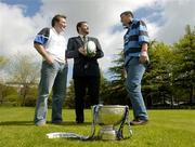 4 May 2004; At a photocall, in AIB Bank Centre, Dublin, to launch the AIB All-Ireland League Rugby Finals Day are, from left, Dave O'Brien, Cork Constitution, John Hayes, General Manager of Retail Banking at AIB, and Tom Hayes, Shannon. The Division 1, 2 and 3 finals will be played in Landsdowne Road on Saturday May 8th. Photo by Matt Browne/Sportsfile