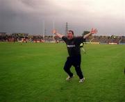 28 May 2000; Antrim manager Brian White celebrates following the Bank of Ireland Ulster Senior Football Championship Quarter-Final match between Antrim and Down at Casement Park in Belfast, Antrim. Photo by David Maher/Sportsfile