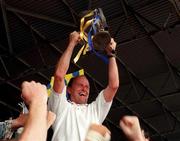 9 July 1995; Clare manager Ger Loughnane celebrates with the cup following the Guinness Munster Senior Hurling Championship Final between Clare and Limerick at Semple Stadium in Thurles, Tipperary. Photo by Matt Browne/Sportsfile