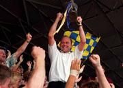 9 July 1995; Clare manager Ger Loughnane celebrates with the cup following the Guinness Munster Senior Hurling Championship Final between Clare and Limerick at Semple Stadium in Thurles, Tipperary. Photo by Matt Browne/Sportsfile