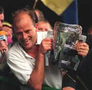3 September 1995; Clare manager Ger Loughnane celebrates with the Liam MacCarthy Cup following the Guinness All-Ireland Senior Hurling Championship Final between Clare and Offaly at Croke Park in Dublin. Photo by Ray McManus/Sportsfile