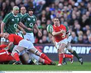 8 March 2008; Shane Williams, Wales, passes the ball away from the base of a ruck against Ireland. RBS Six Nations Rugby Championship, Ireland v Wales, Croke Park, Dublin. Picture credit: Brendan Moran / SPORTSFILE