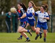 20 March 2015; Julie McLoughlin, WIT, in action against Niamh Harney and Niamh McGettigan, DIT. Lynch Cup Ladies Football, WIT v DIT. Cork IT, Bishopstown, Cork. Picture credit: Matt Browne / SPORTSFILE