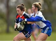20 March 2015; Michaela Nolan, WIT, in action against Emer Heaney, DIT. Lynch Cup Ladies Football, WIT v DIT. Cork IT, Bishopstown, Cork. Picture credit: Matt Browne / SPORTSFILE