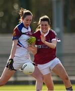 20 March 2015; Amy Tighe, UL, in action against Emer Gallagher, NUIG. O'Connor Cup Ladies Football, Semi-Final, NUIG v UL. Cork IT, Bishopstown, Cork. Picture credit: Matt Browne / SPORTSFILE