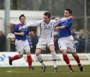 15 March 2008; Ryan McCann, Lisburn Distillery, in action against Michael Gault, Linfield. Carnegie Premier League, Lisburn Distillery v Linfield, Ballyskeagh, Lisburn, Co. Antrim. Picture credit; Oliver McVeigh / SPORTSFILE