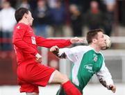 15 March 2008; Johnny Cowan, Larne, in action against Mark Holland, Cliftonville. Carnegie Premier League, Larne v Cliftonville, Inver Park, Larne, Co. Antrim. Picture credit; Peter Morrison / SPORTSFILE