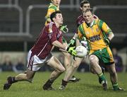 15 March 2008; Finian Hanley, Galway, in action against Colm McFadden, Donegal. Allianz National Football League, Division 1, Round 4, Donegal v Galway, Fr.Tierney Park, Ballyshannon, Co. Donegal. Picture credit; Oliver McVeigh / SPORTSFILE