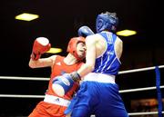 15 March 2008; Conor Ahern, Baldoyle, left, in action against Ruairi Dalton, St Johns Antrim. Flyweight (51Kg) IABA Senior Box-Off Final, Conor Ahern v Ruairi Dalton, National Stadium, Dublin. Picture credit; Ray Lohan / SPORTSFILE